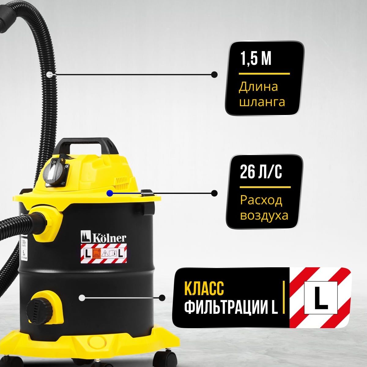 Пылесос строительный Kolner KVC 20L-S 1200Вт 20 л