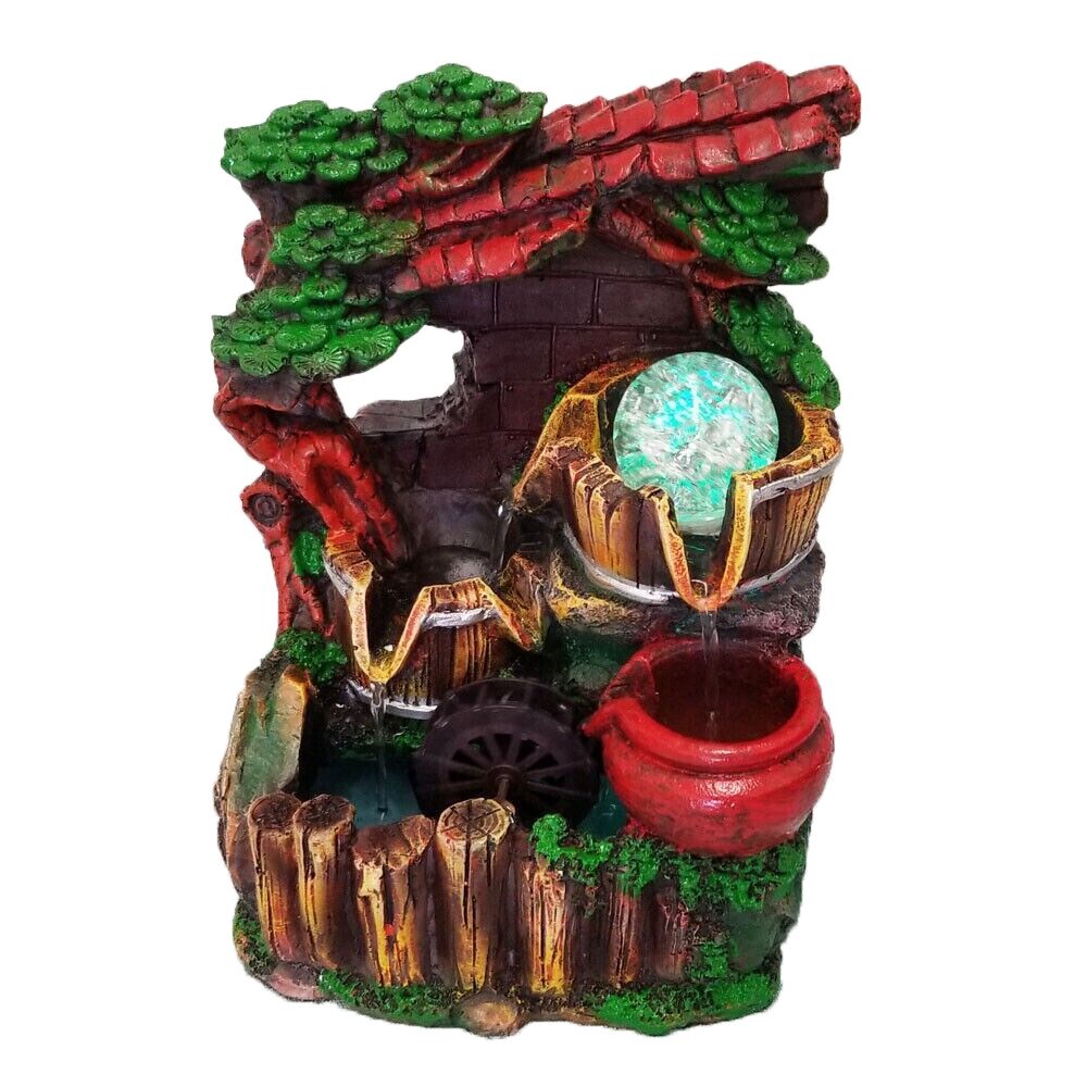 Фонтан декоративный 25,5х19х15,5 см с шаром и подсветкой 2024-7007