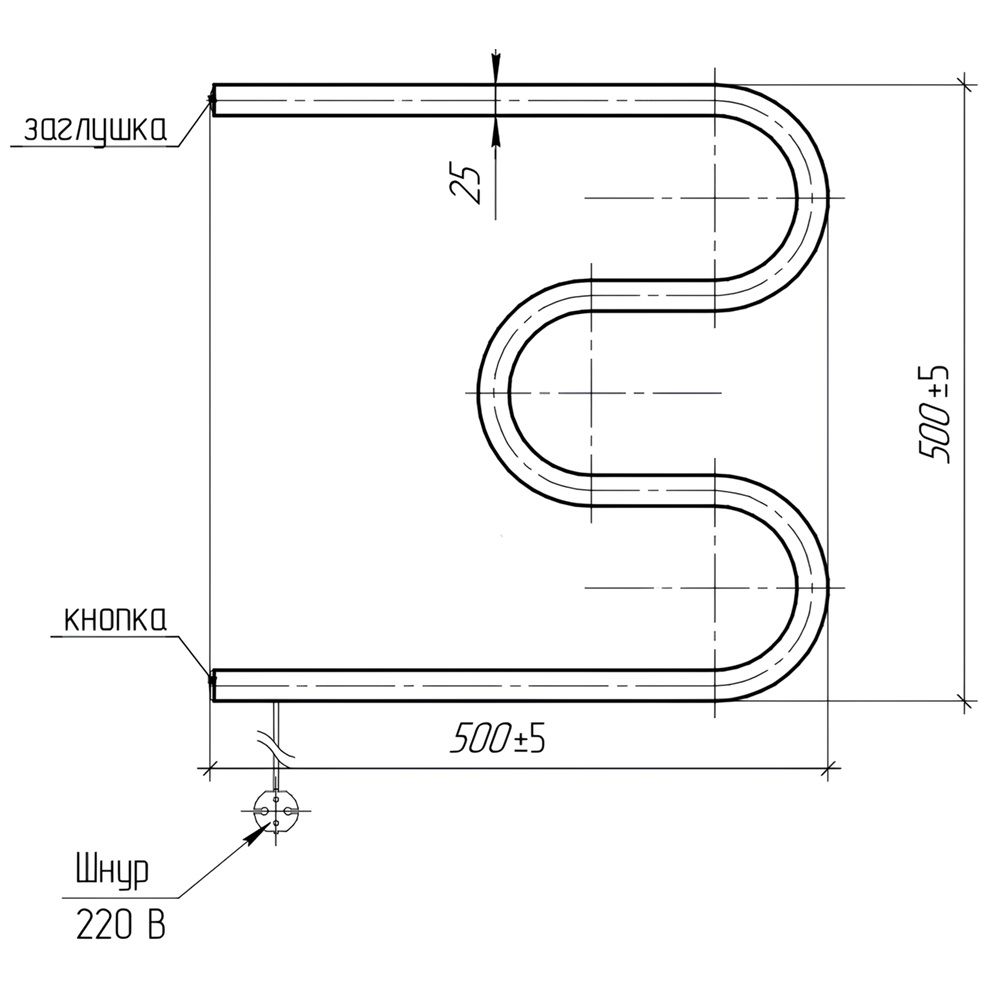 Полотенцесушитель водяной М-образный ПСВ-44-02 50х50 см 3/4"