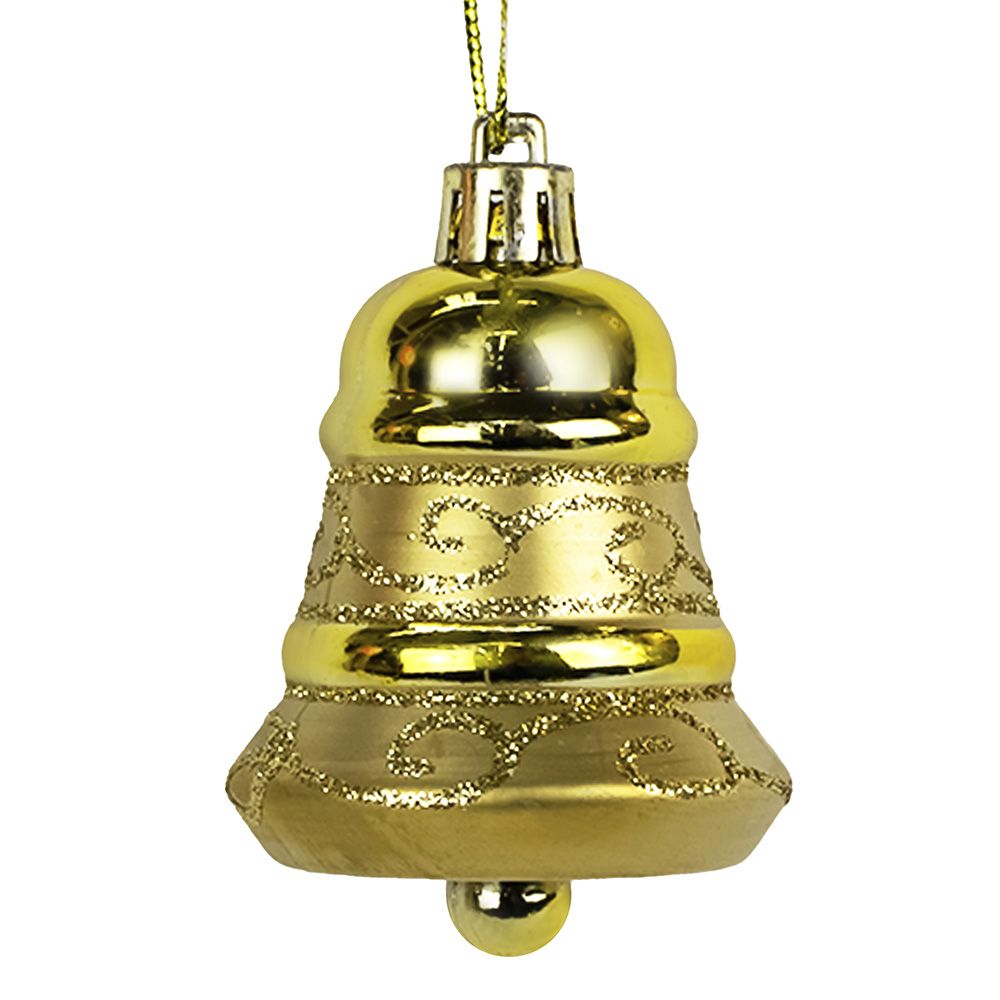Игрушка елочная Колокольчик яркий 6 см золото 3 шт
