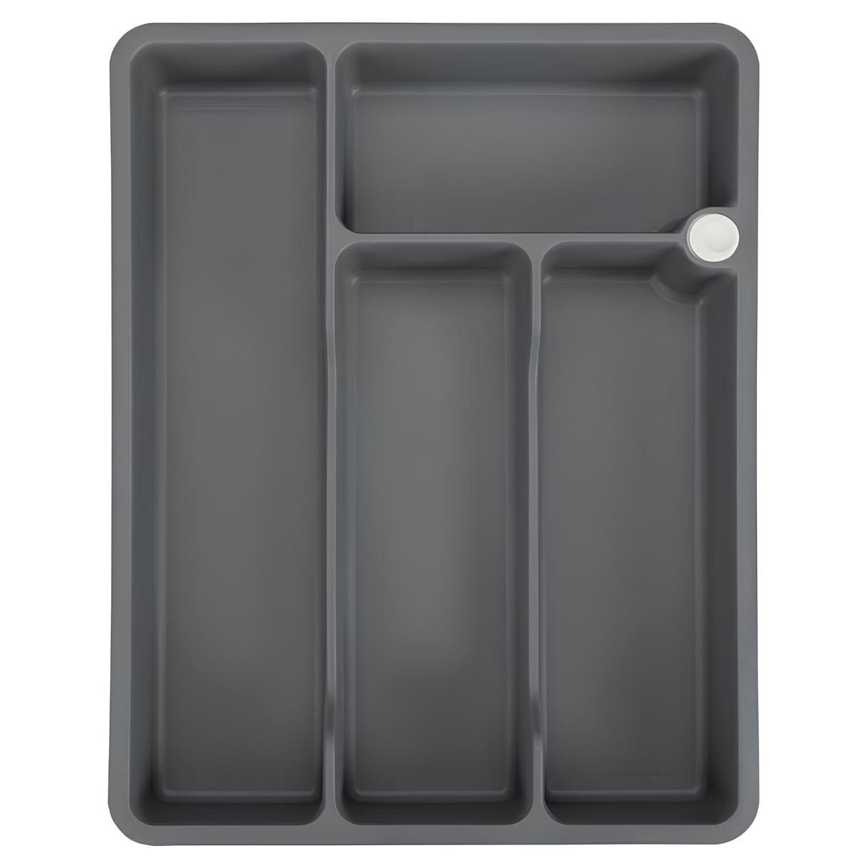 Лоток для столовых приборов раздвижной серый 373х287х49 мм