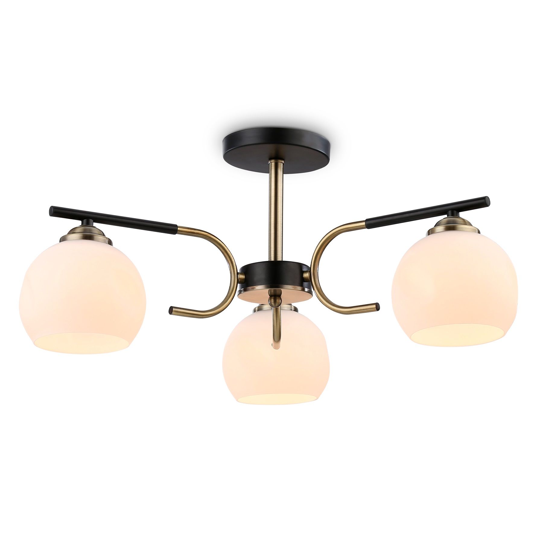 Люстра потолочная TR303311/3 BK/SB/FR 3х60Вт Е27 56х56х25 см черный/бронза/белый матовый