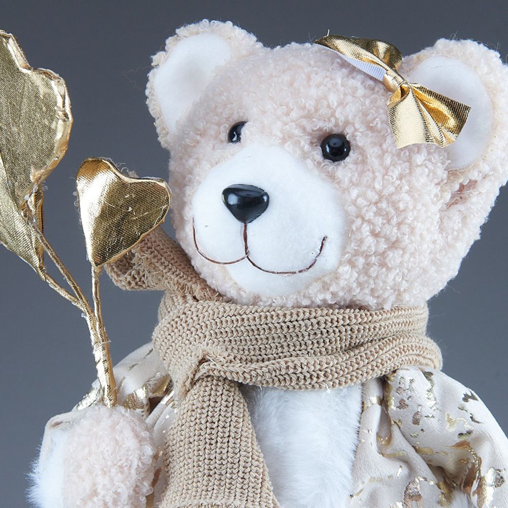 Фигура декоративная Мишка в платье с бантиком 20х13х32 см золотой