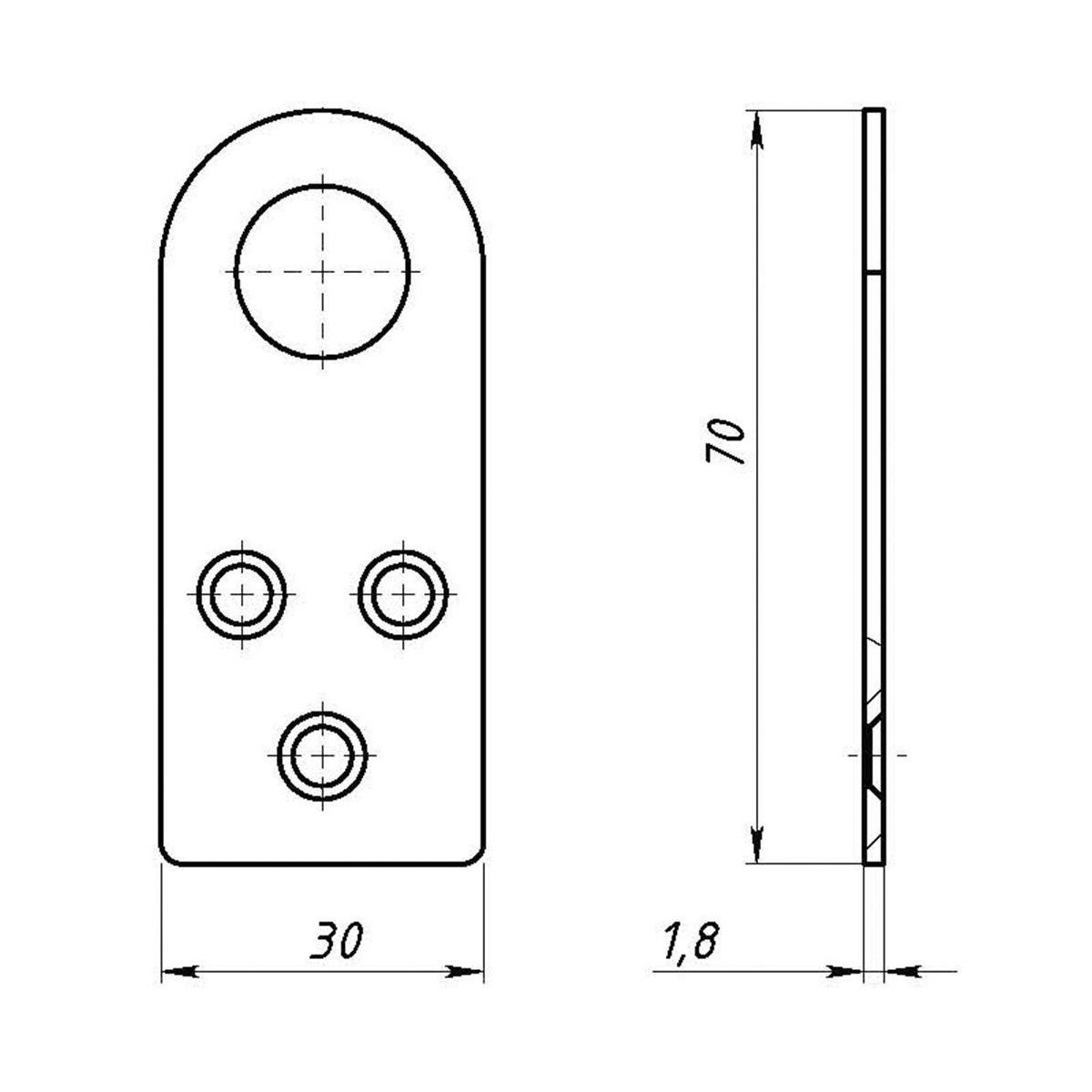 Пробой-ушко прямое 30*70 цинк