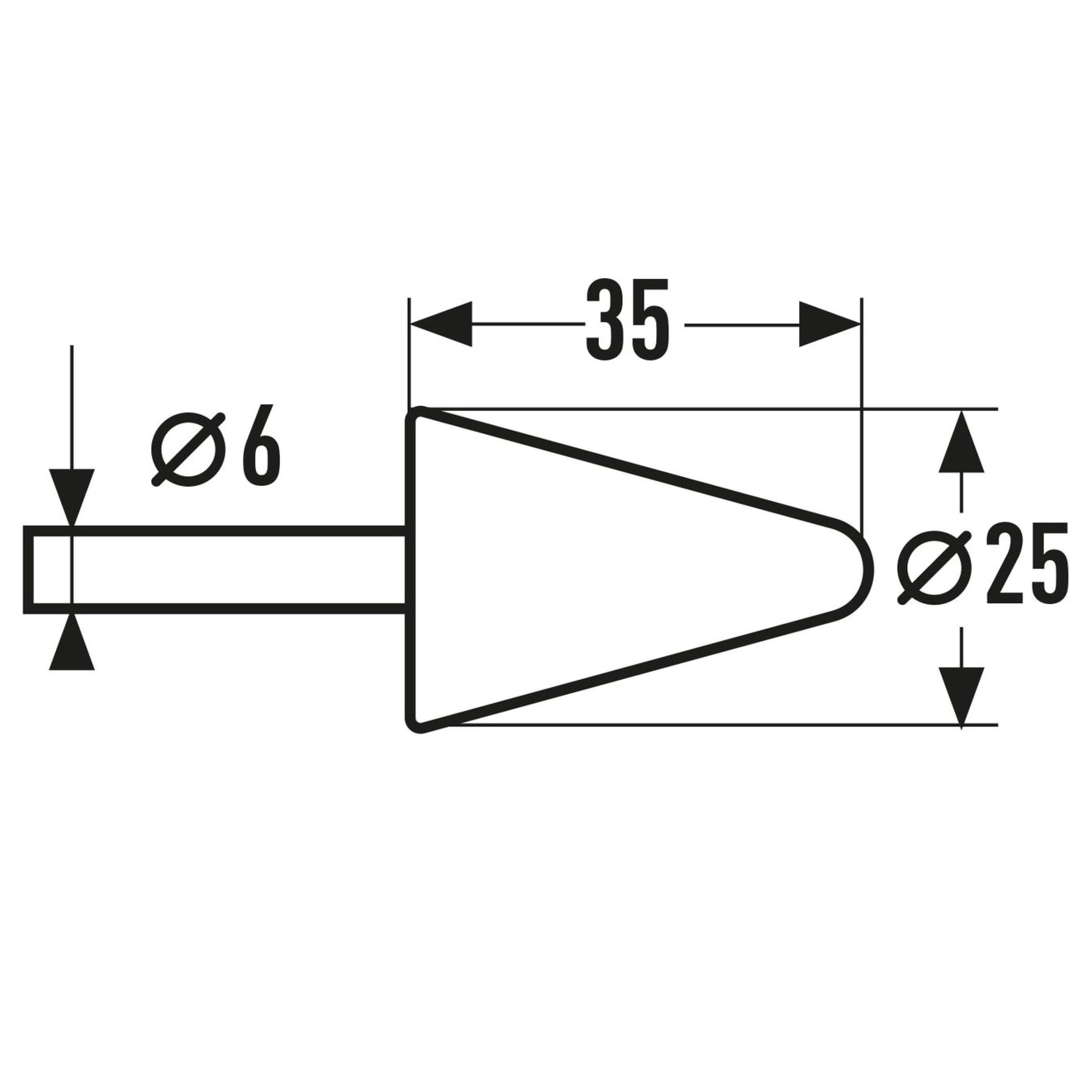 Шарошка абразивная конусная 35х25 мм хвост 6 мм 31-3-107