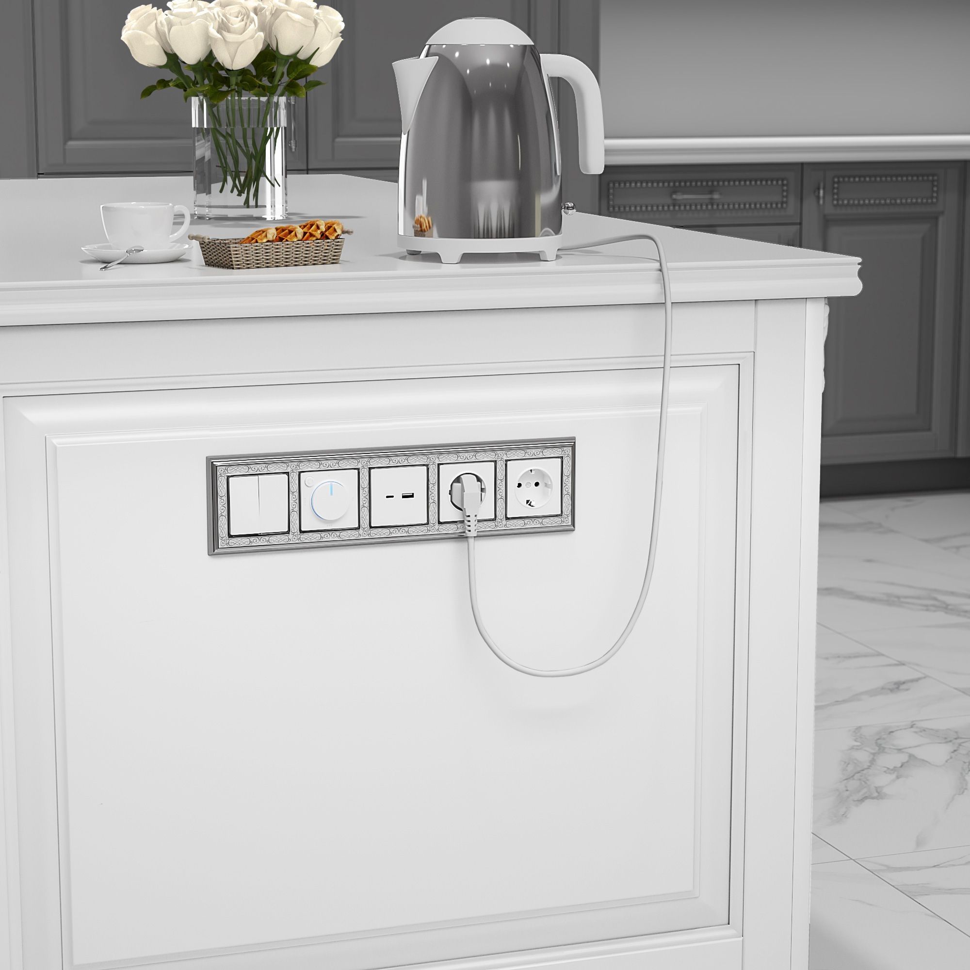 Выключатель механизм  двухклавишный проходной белый WL01-SW-2G-2W