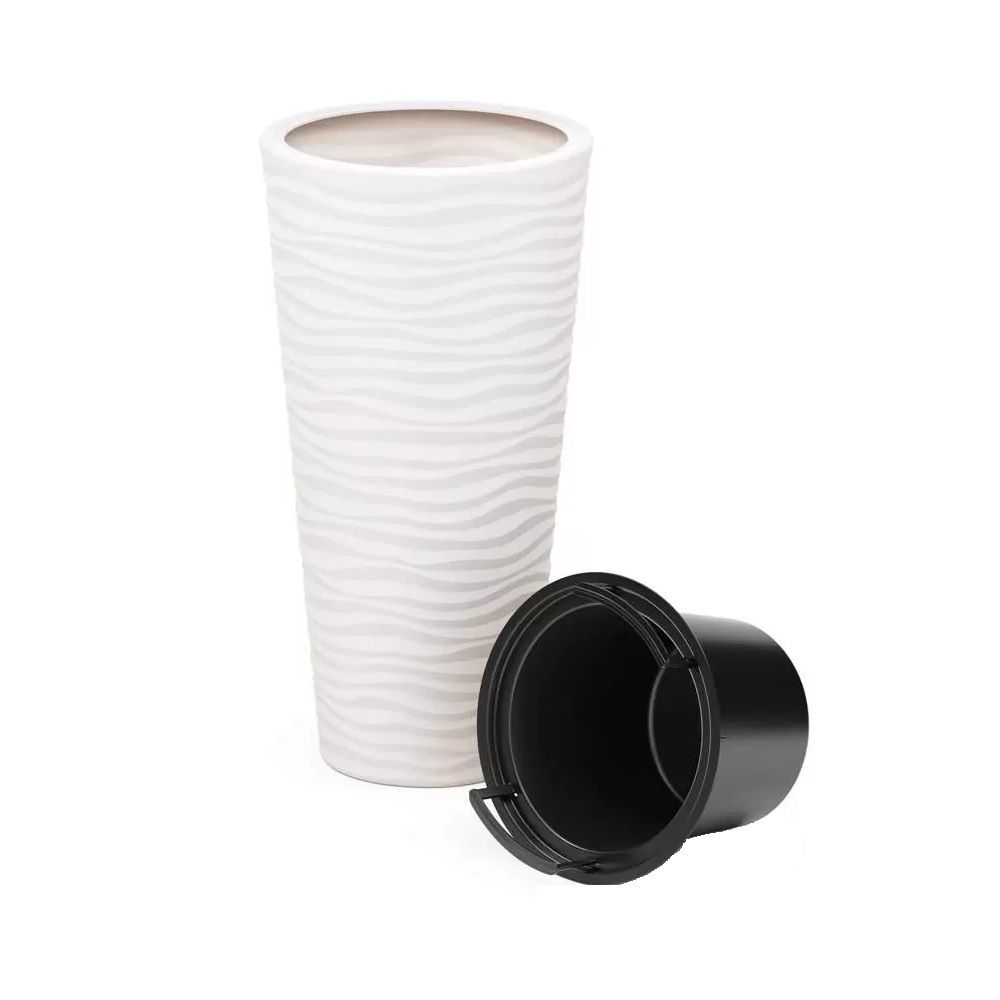 Кашпо Оазис белое 39,3х77,5 см 63 л со вставкой 13 л