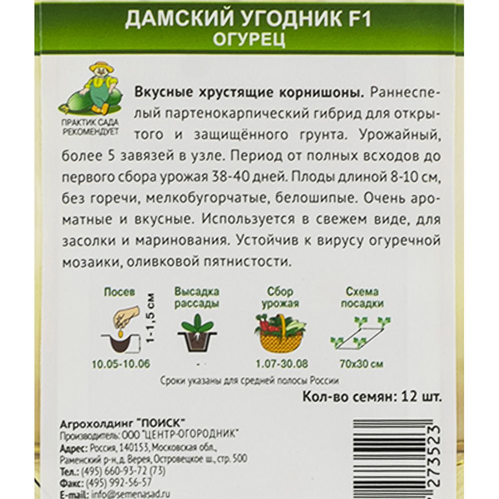 Огурец дамский угодник F1 (А) ц/п