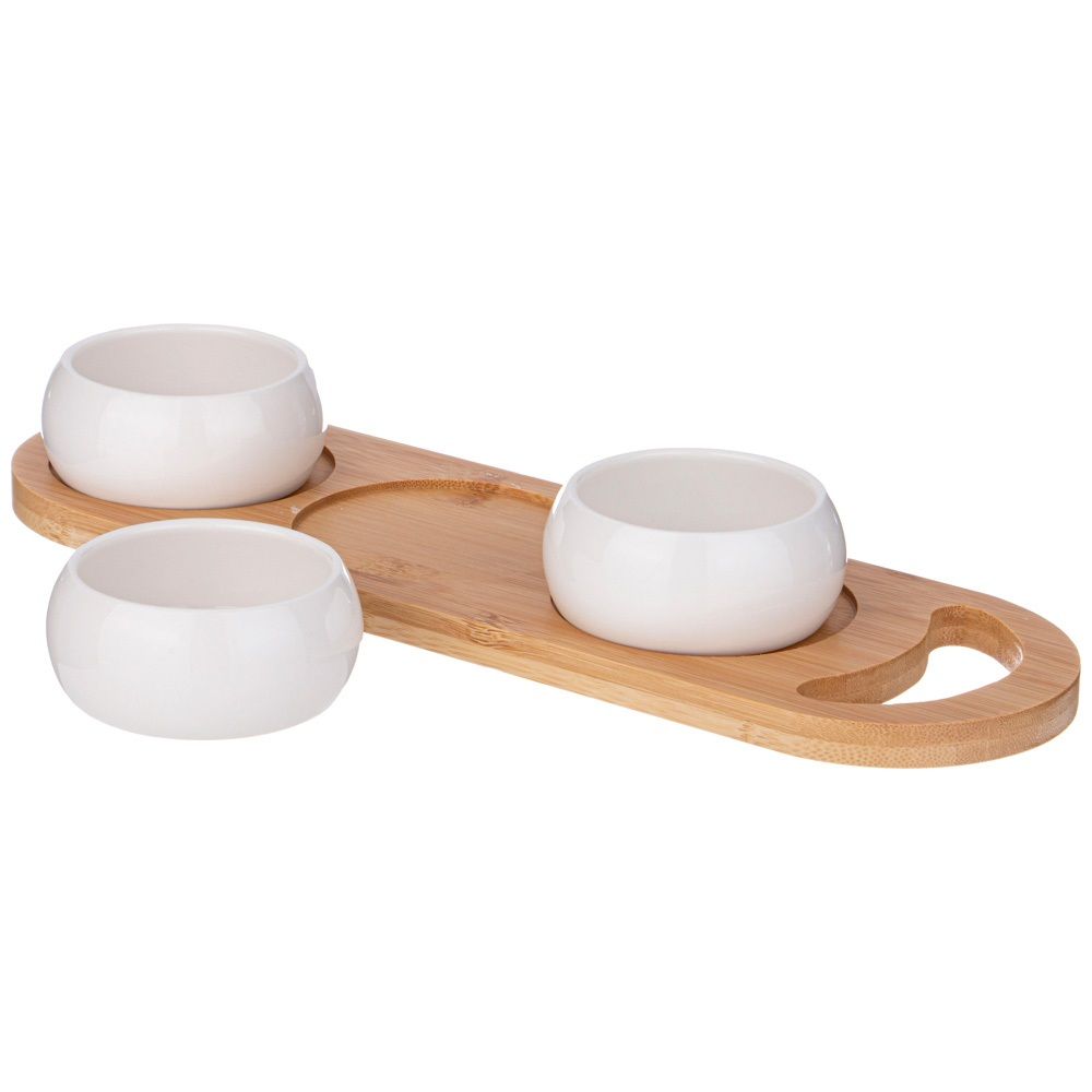 Набор соусников Lefard Native на деревянной подставке 33,3х10,4х1,2 см 3 шт (24)