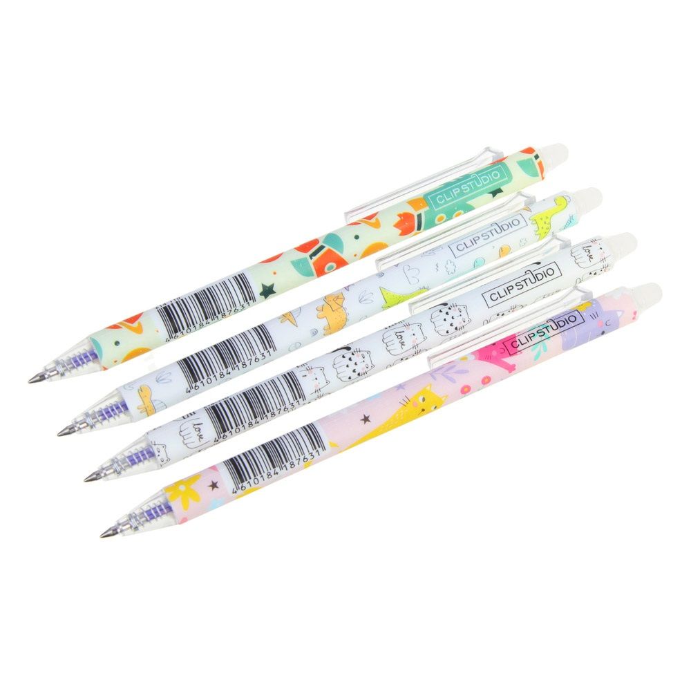 Ручка гелевая автомат синяя ClipStudio Пиши-стирай линия письма 0,6 мм 614-110