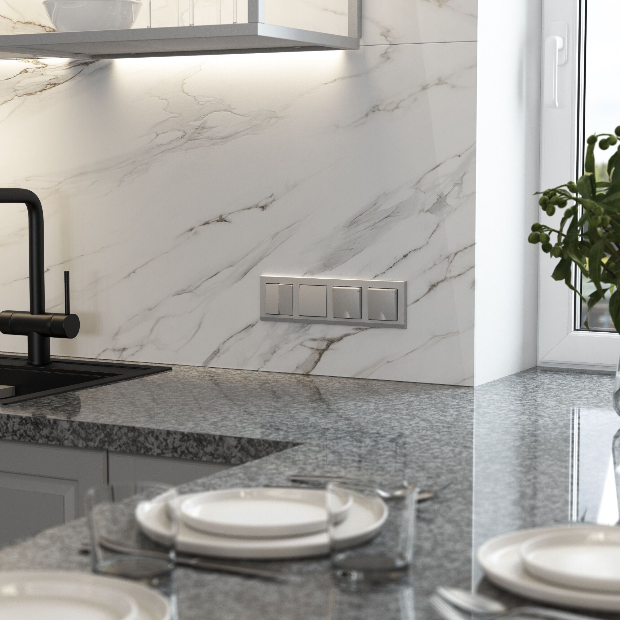 Переключатель механизм с.у 1- ый  серебряный.Werkel WL06-SW-1G-2W