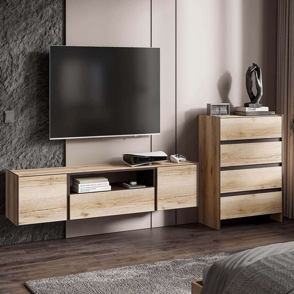 Комод Прага 708х832х330 мм 4 ящика Дуб Делано/Дуб Венге