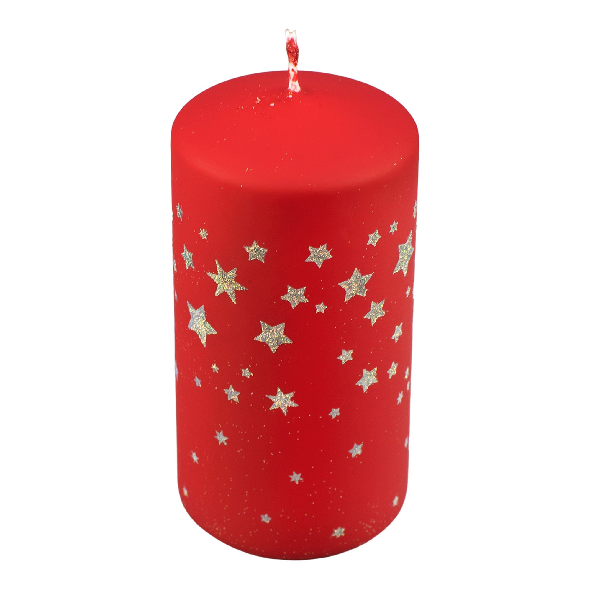 Свеча Зимние звезды колонна 50х100 мм BARTEK WINTER STARS красный (12)