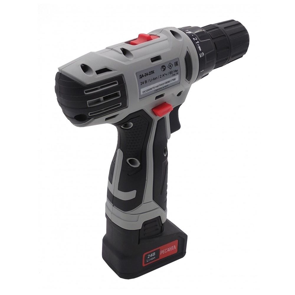 Дрель-шуруповерт аккумуляторная Ресанта ДА-24-2ЛК 24В 2х2Ач 60 Нм
