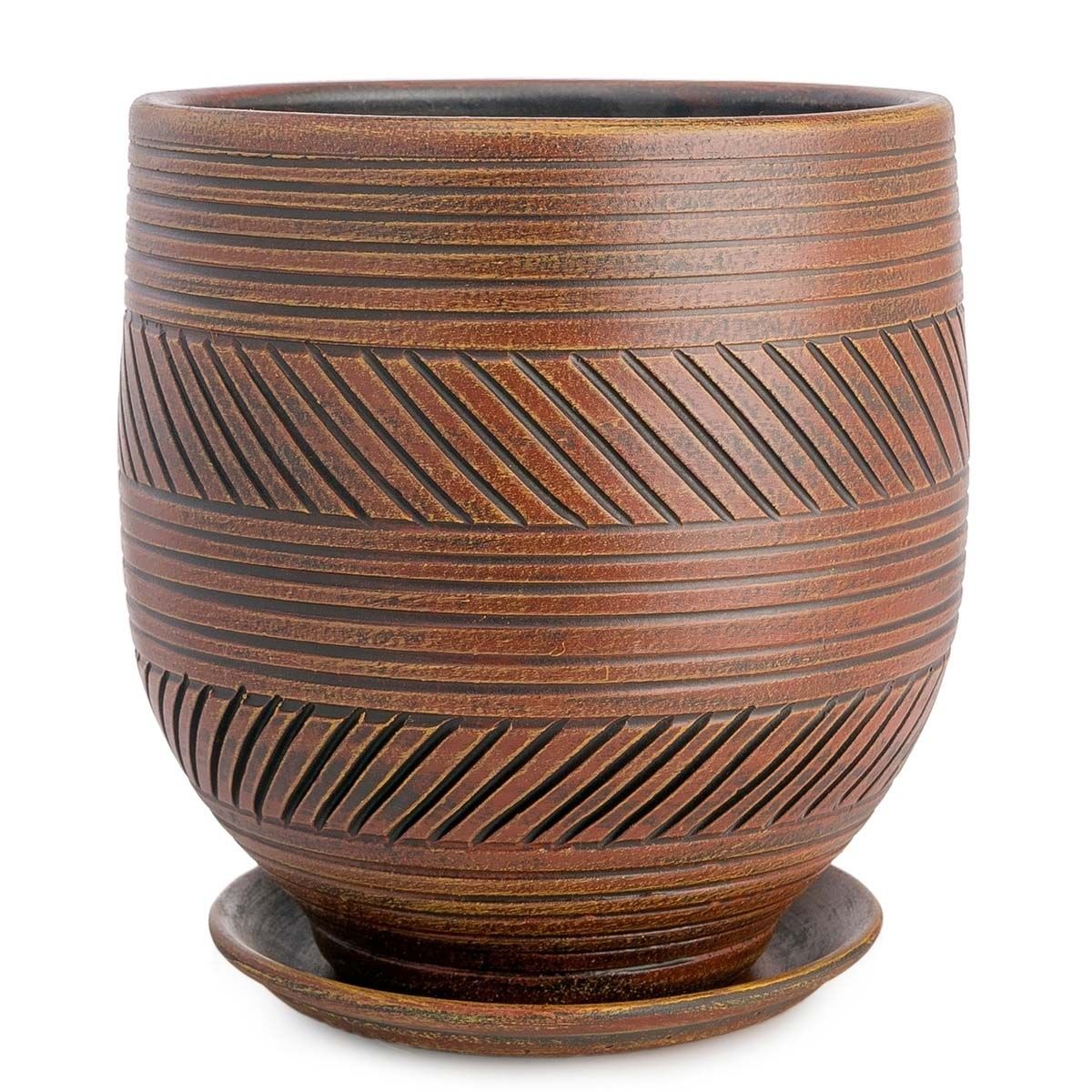 Горшок цветочный Страйп шоколад овал 23 см 5,5 л