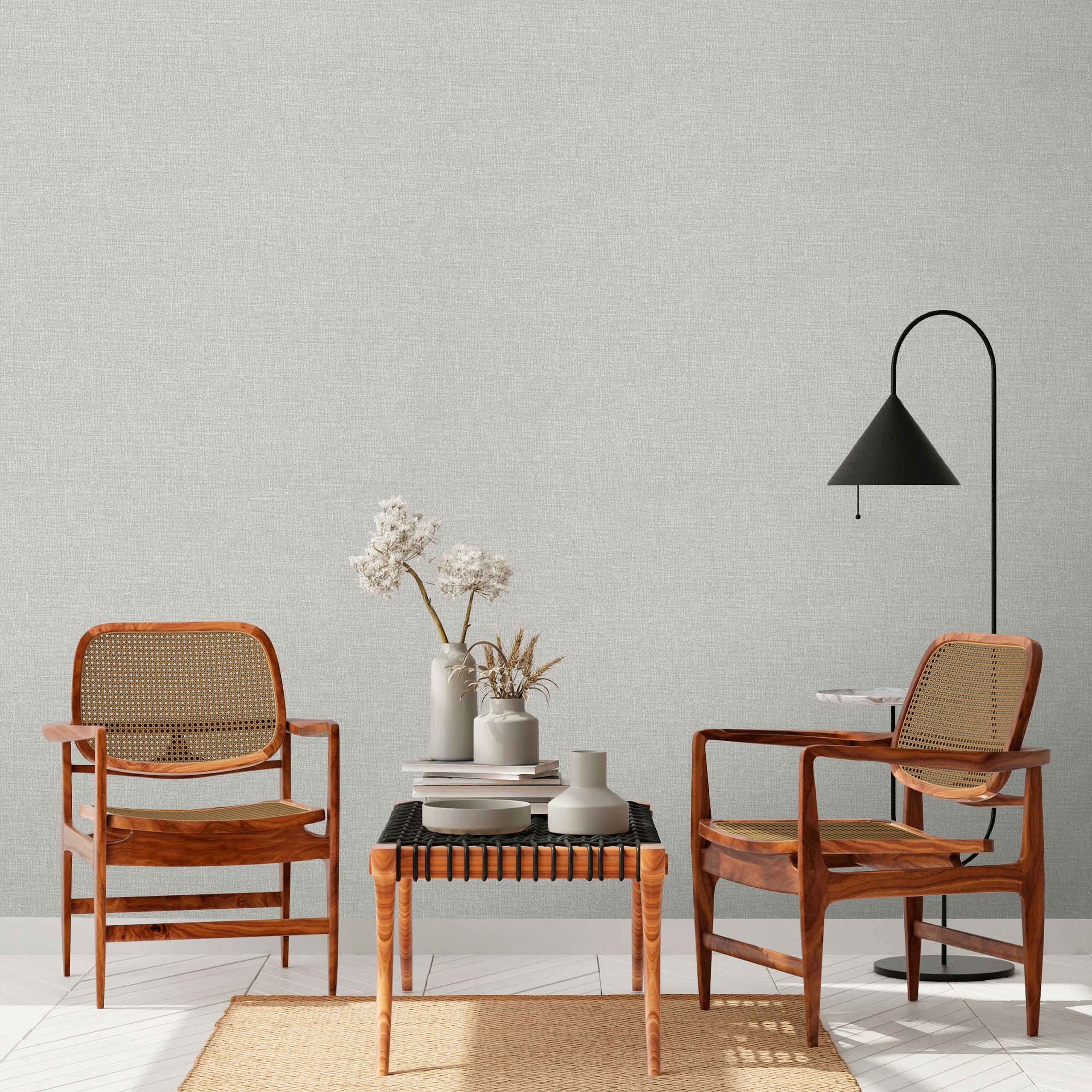 Обои Euro Decor Лен 7337-11 серые рогожка 1,06х10,05 м