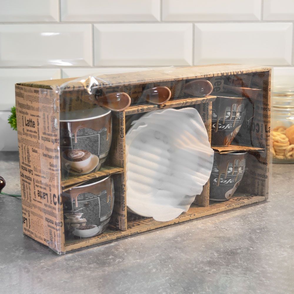 Набор чайный Горячий шоколад на 4 персоны 12 предметов с ложками 180 мл