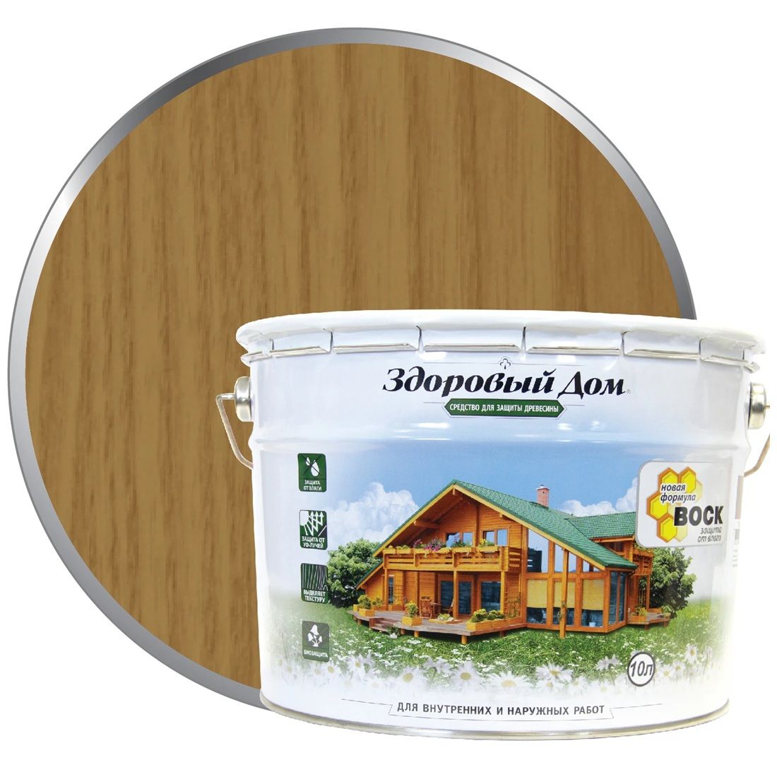 Средство для защиты древесины Здоровый Дом дуб 10 л