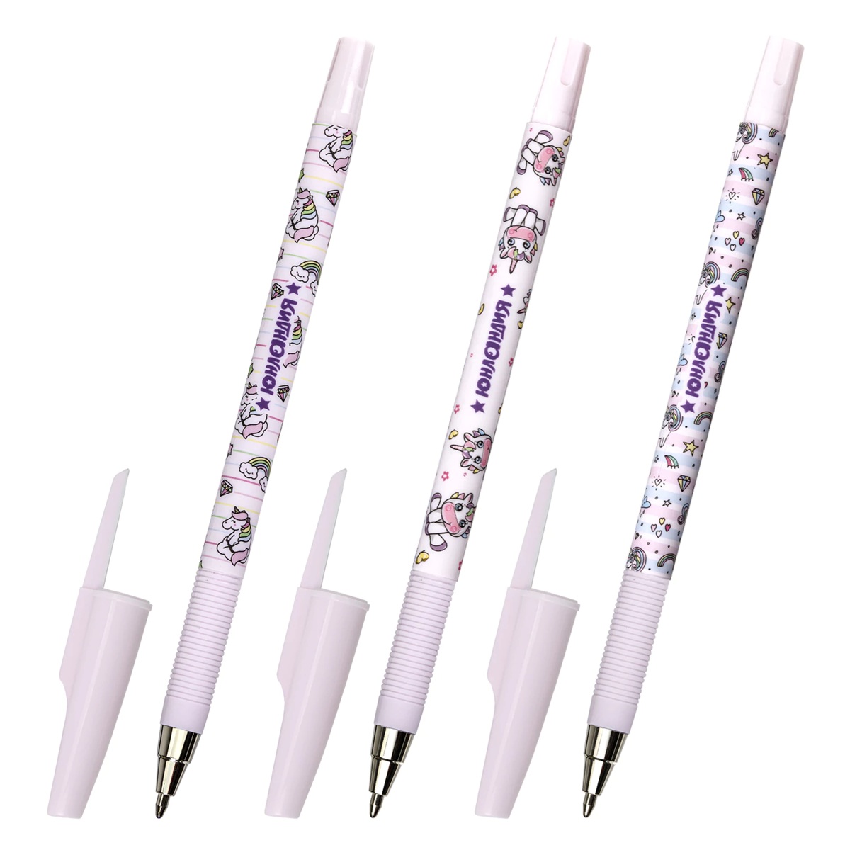 Ручка шариковая синяя Юнландия Unicorn soft touch узел 0,7 мм, линия 0,35 мм