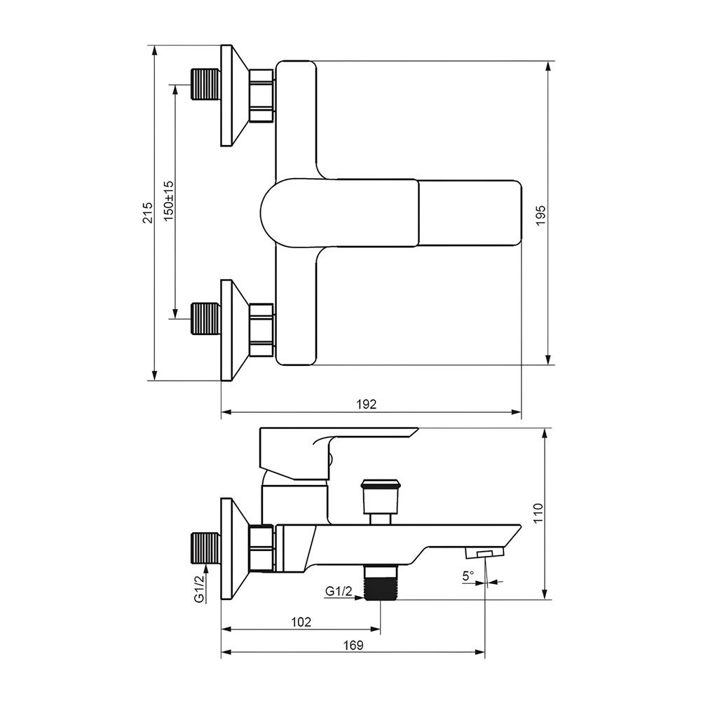 Смеситель для ванны Damixa Apollo 471000001 однорычажный