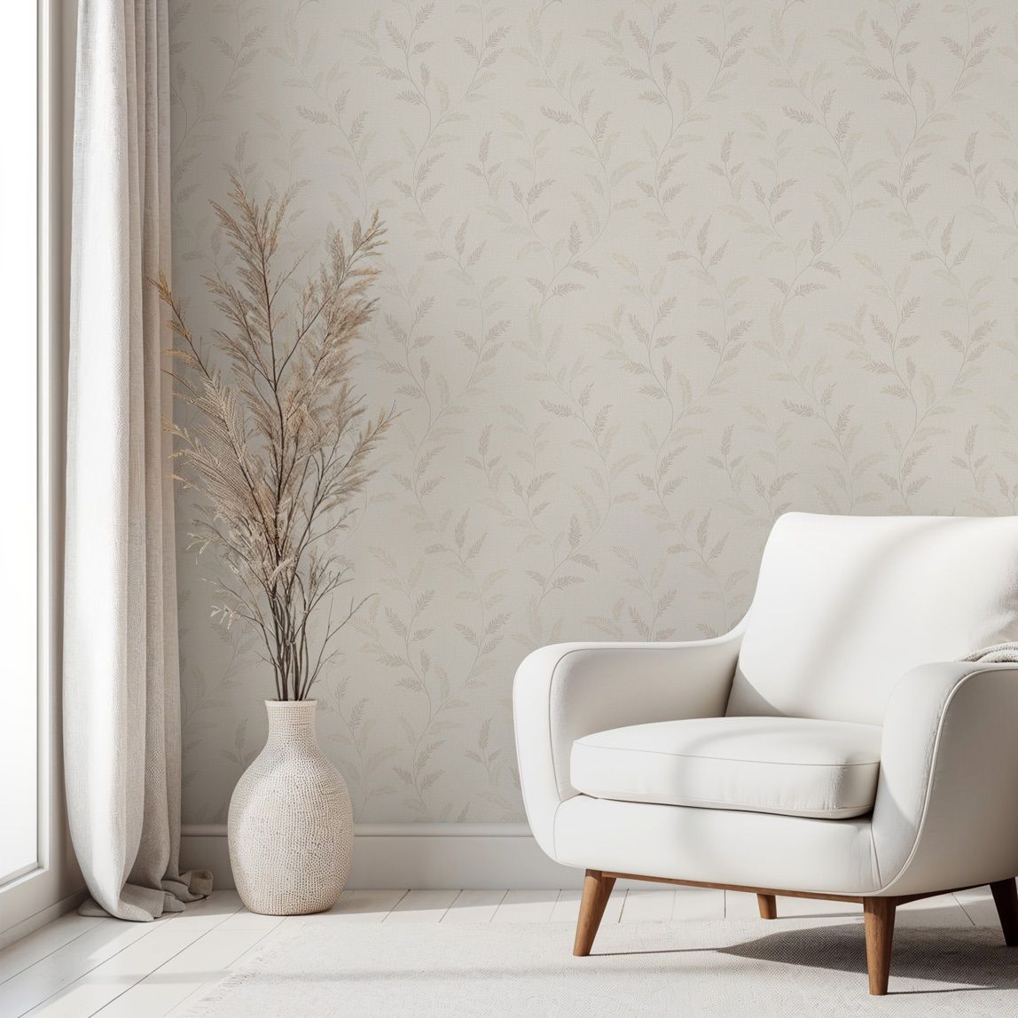 Обои WallSecret Shalfey 9106-22 бежевые листья 1,06х10,05 м