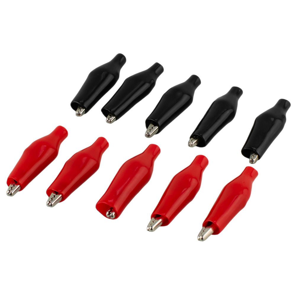 Зажим TDM "крокодил" ЗКИ 3А 40мм в изоляции красный/черный (5шт+5шт) (10!) SQ0541-0017