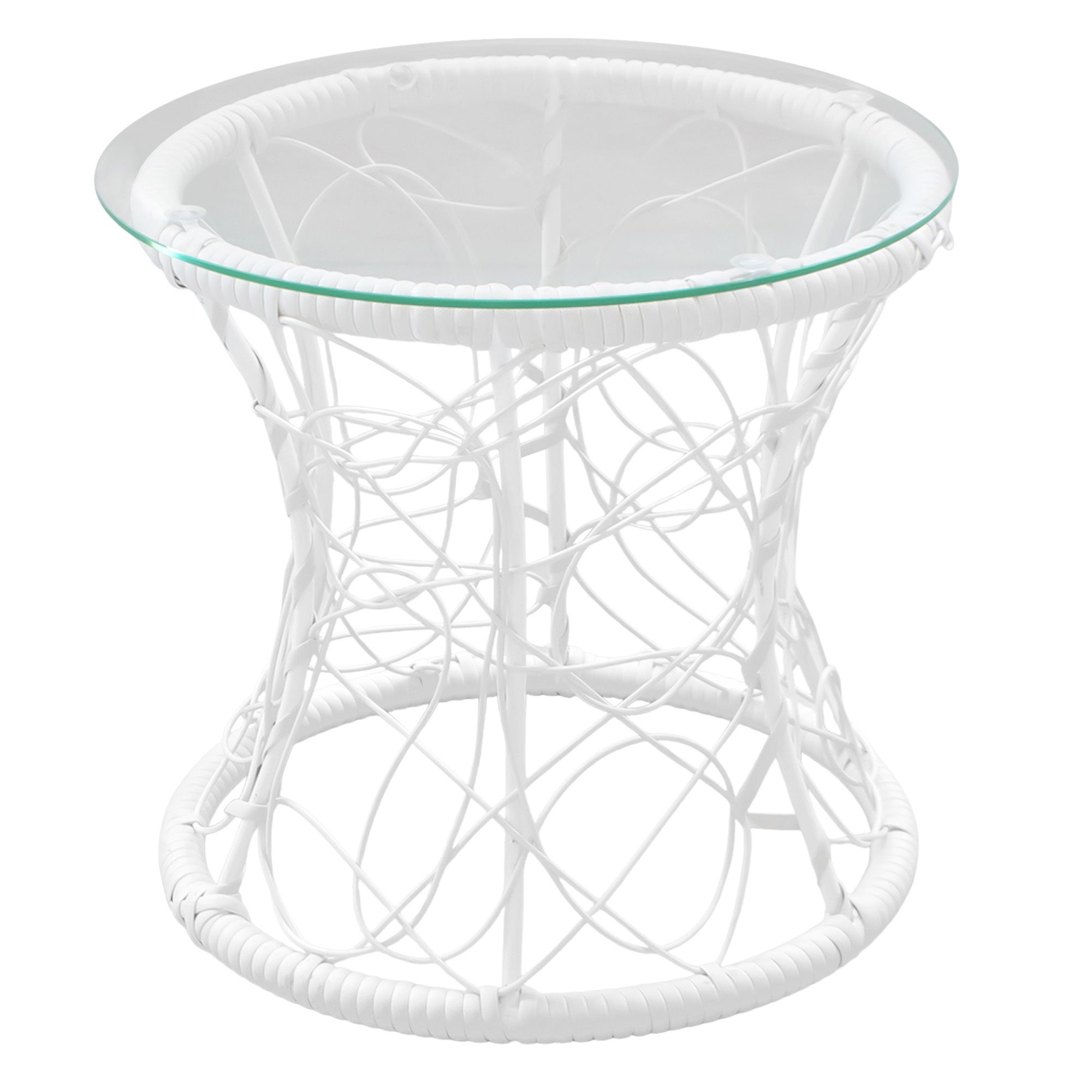 Стол Mamasan-Papasan d430 мм иск. ротанг плетение белое