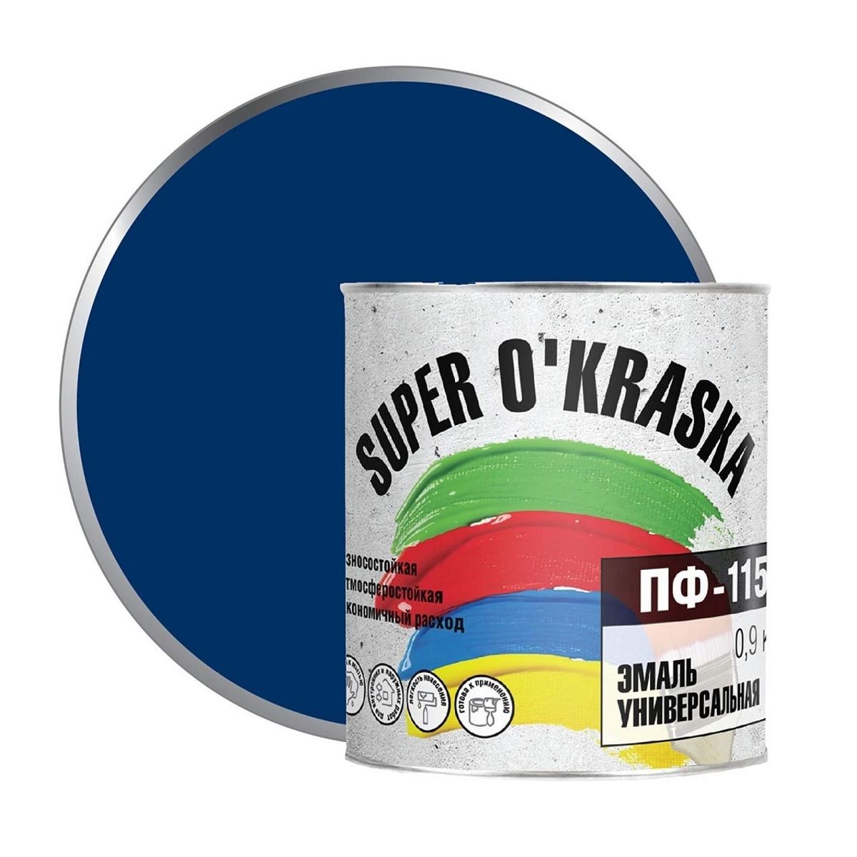 Эмаль ПФ-115 super okraska синий 0,9 кг