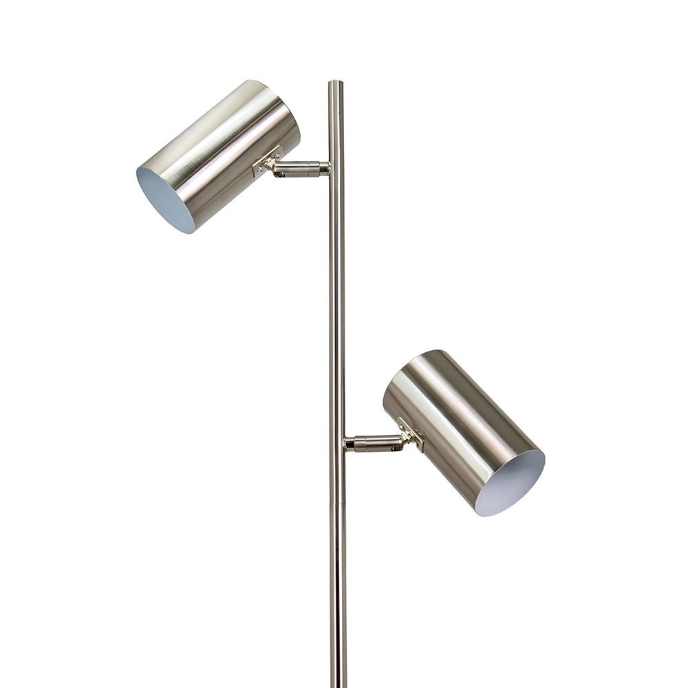 Торшер с двумя плафонами МТ2015 60Вт Е27 78-156 см никель