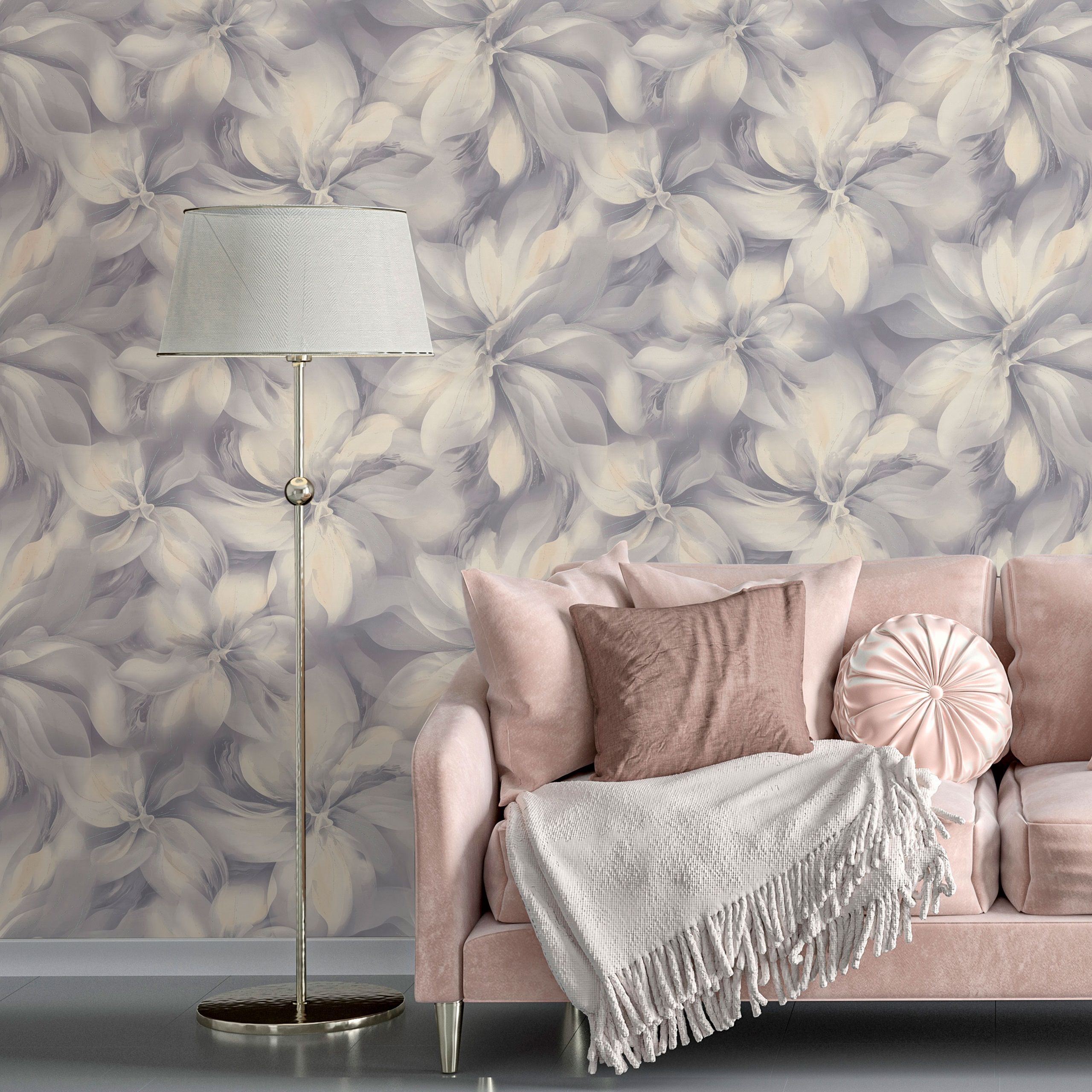 Обои Euro Decor Lilu 8082-13 светло-фиолетовые цветок крупный 1,06х10,05 м