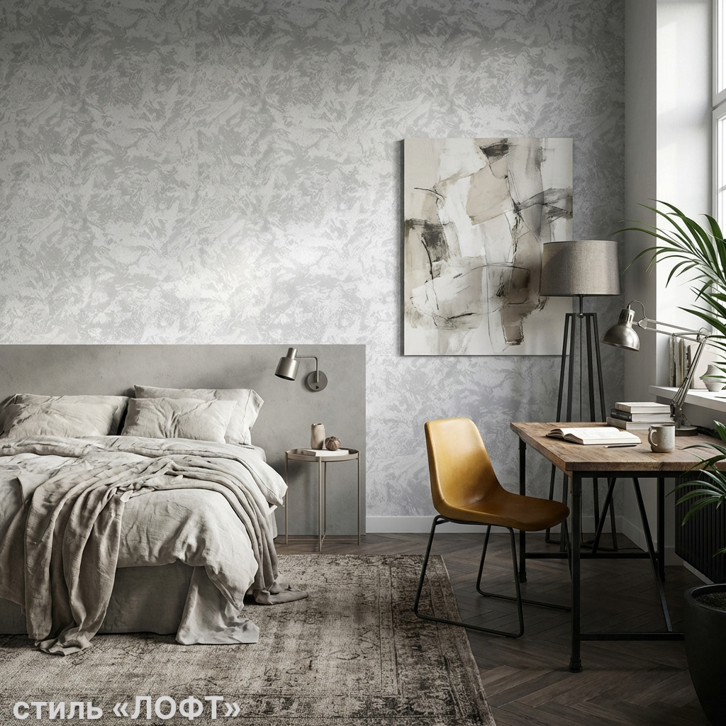 Обои Green Walls Фернандо С50 5056 06 темные серые штукатурка 1,06х10,05 м