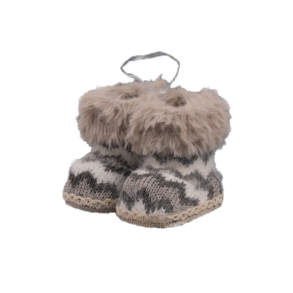 Игрушка елочная Моя Елочка Башмачки 10х7х7 см серый 2024-8457