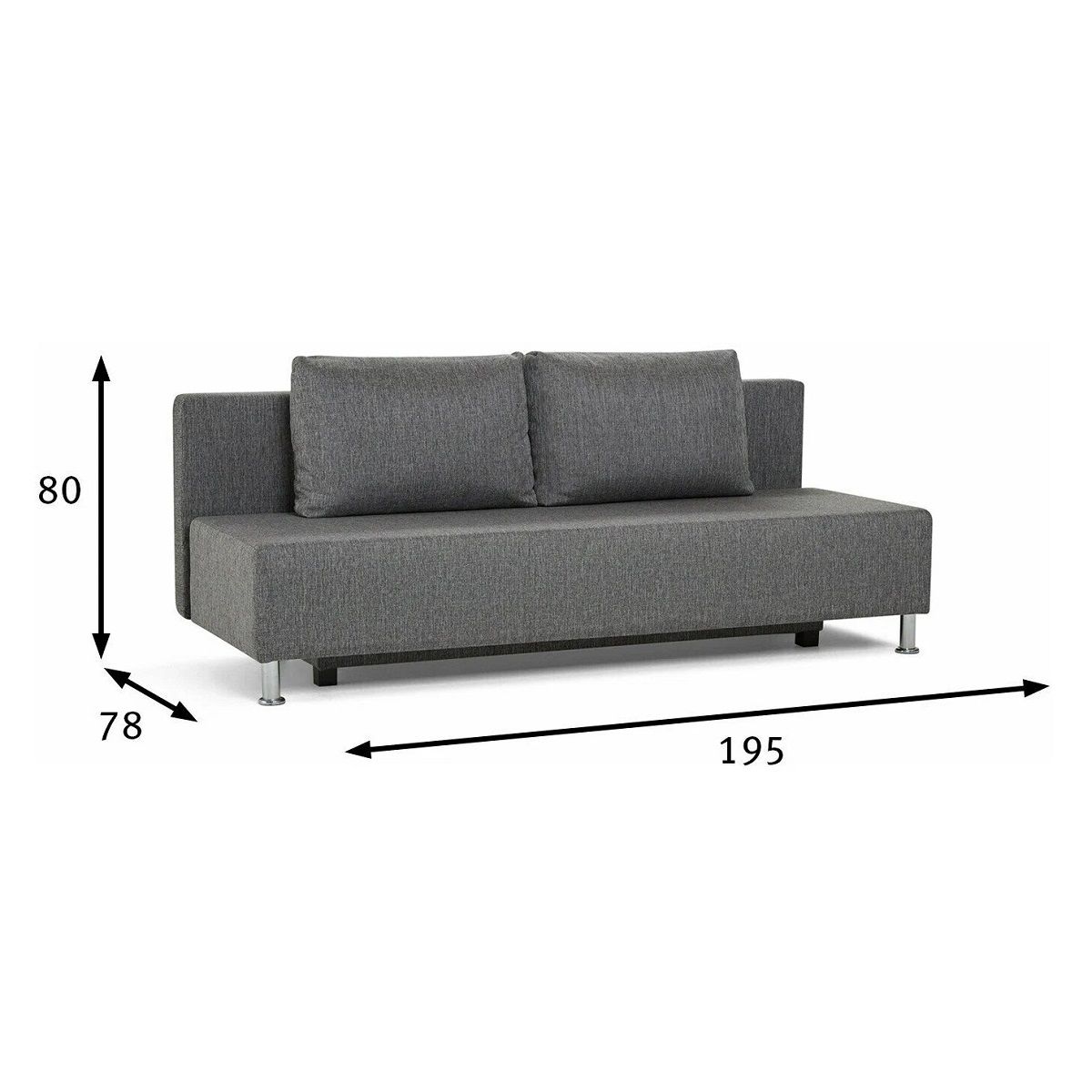 Диван-кровать Парма 1950х780х800 мм темно-серый Модерно Домино 02
