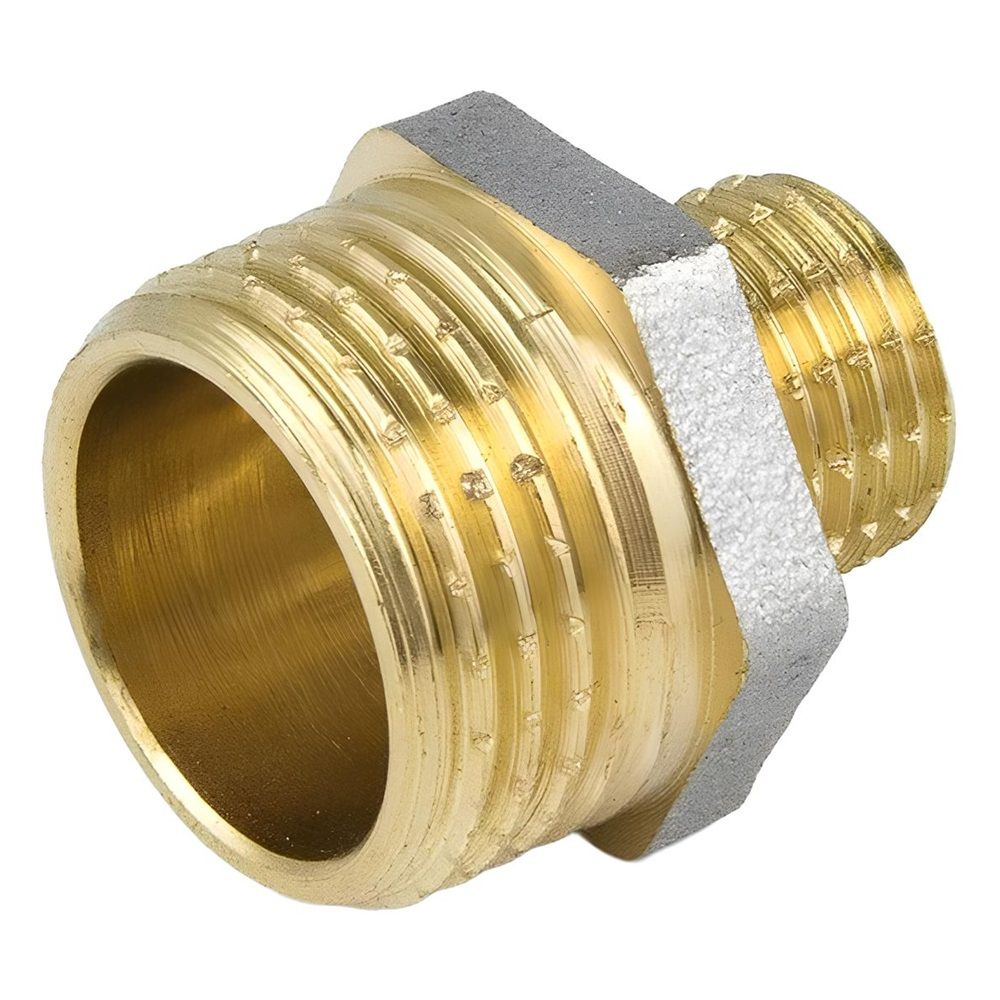 Ниппель переходной латунь никель 3/4"х1/2" НР/НР