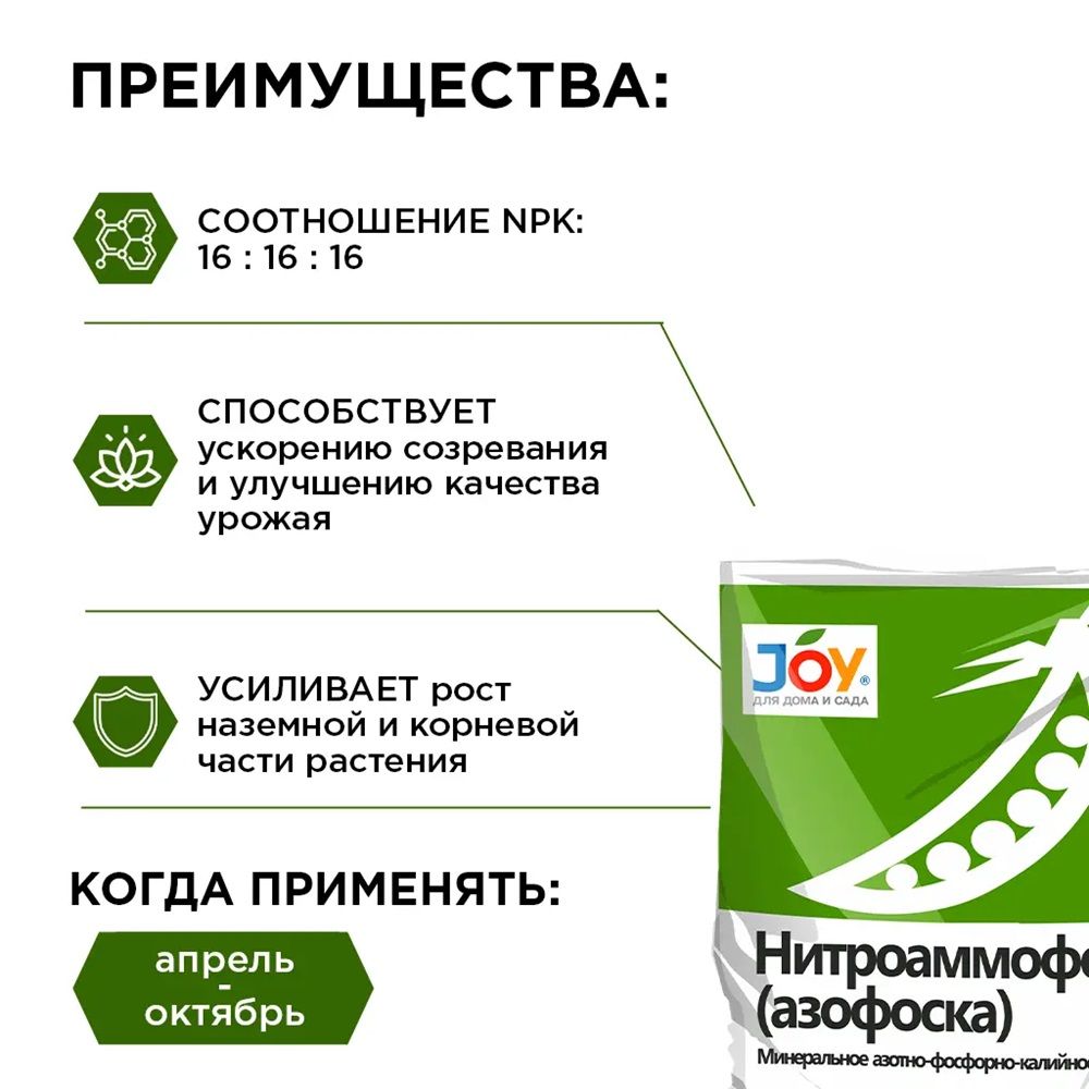 Удобрение универсальное минеральное Joy Garden Нитроамаффоска 1 кг