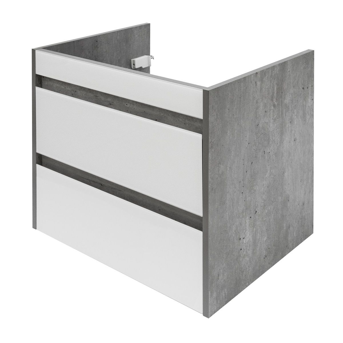 Тумба подвесная Монако 70 2 ящика Plus бетон/белый лакобель под раковину Слим 6/70