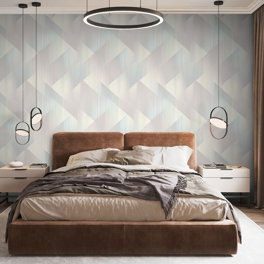 Обои Industry Panorama 8918-13 розовые голубые геометрия 1,06х10,05 м