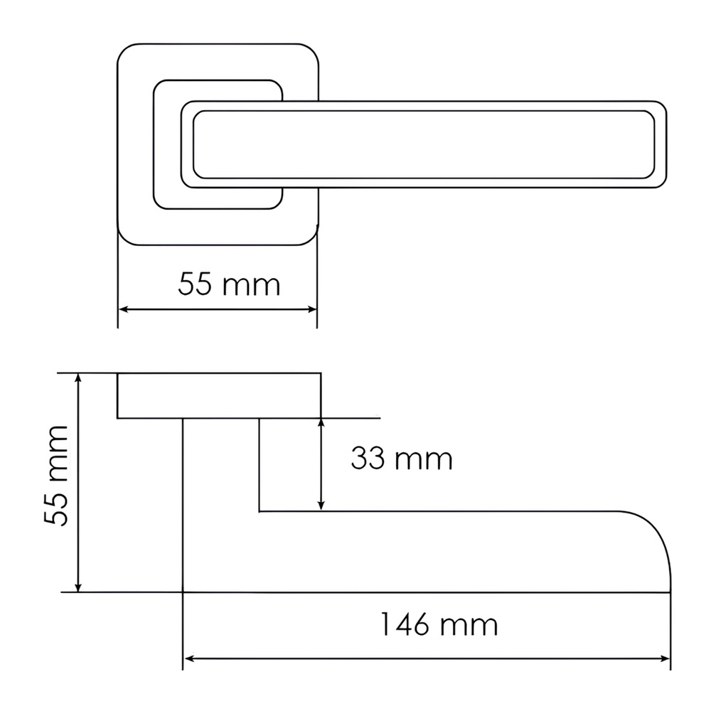 РУЧКА ДВЕРНАЯ FLEX,DIY MH-44 GR/CP на квадратной накладке, цвет - графит/хром