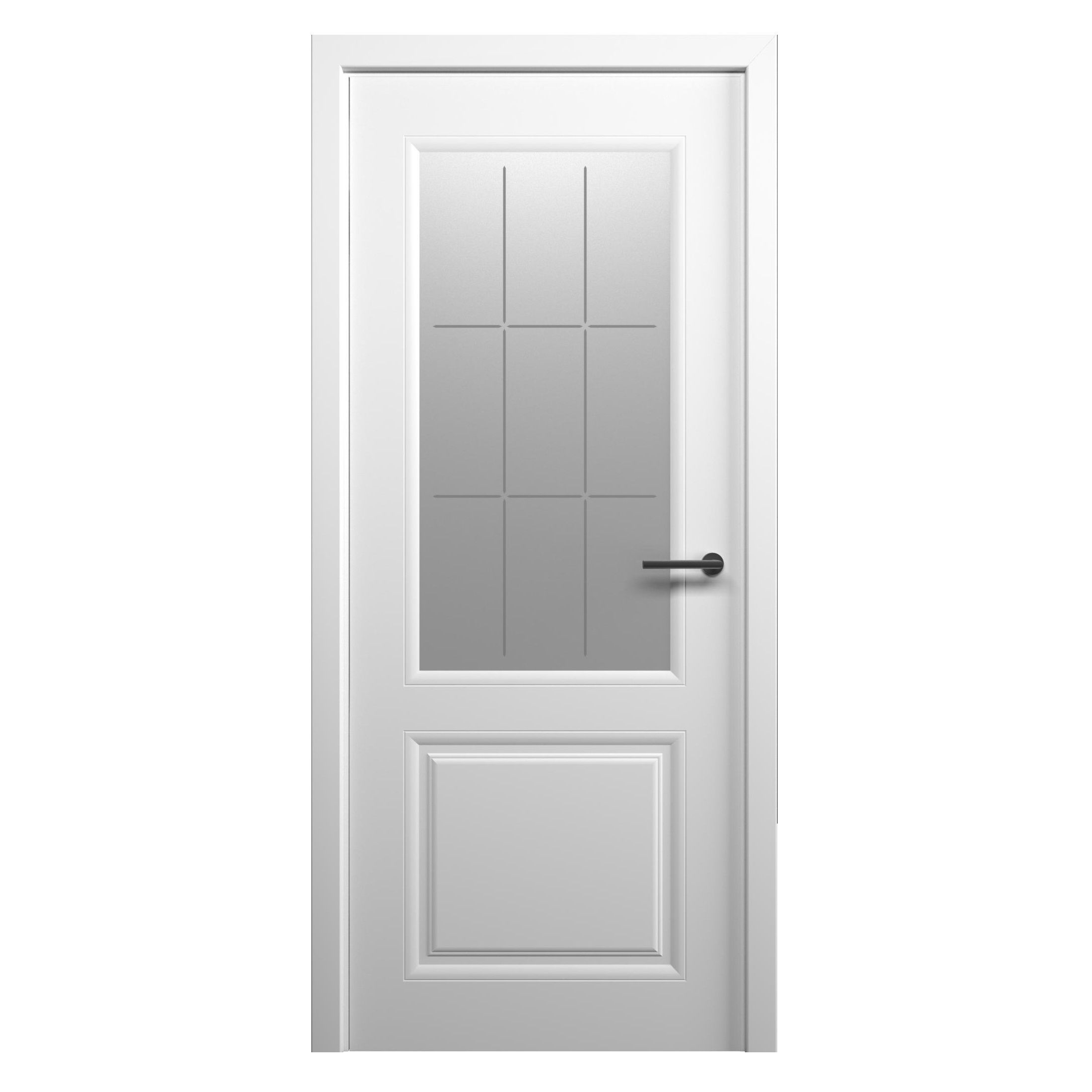 Дверь межкомнатная 600х2000 мм Стиль-1 ДО эмаль белая стекло топаз