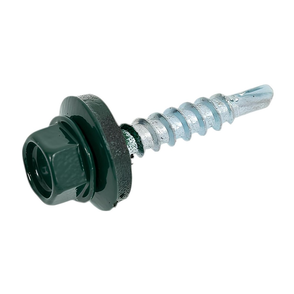 Саморез кровельный 4,8х28 мм зеленый мох RAL 6005 10 шт