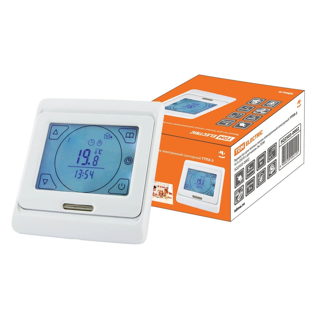Термостат электронный TDM Electric ТТПЭ-2 с датчиком 3 м белый