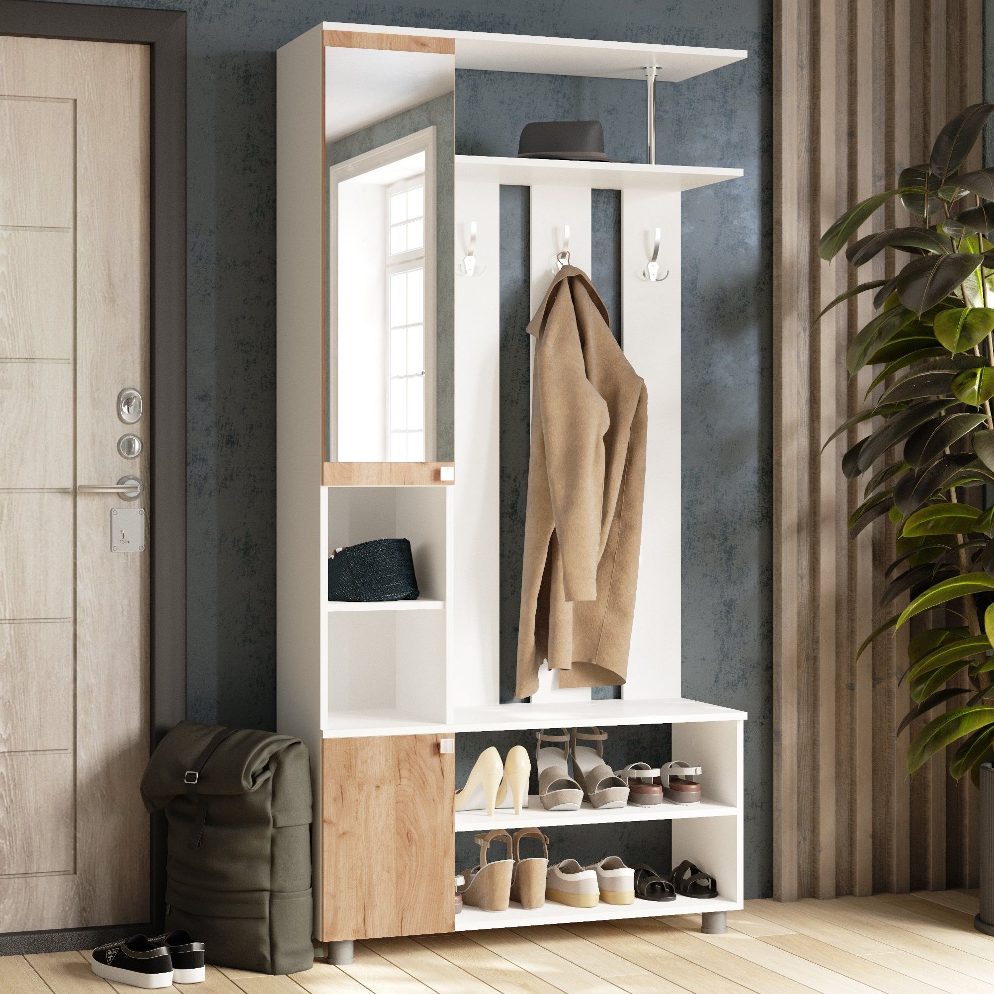 Прихожая 1000х200х370 мм Белый/Дуб крафт золотой