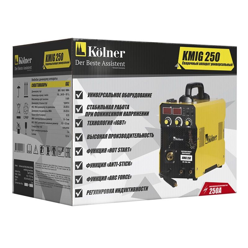 Сварочный аппарат инверторный Kolner KMIG 250 IGBT