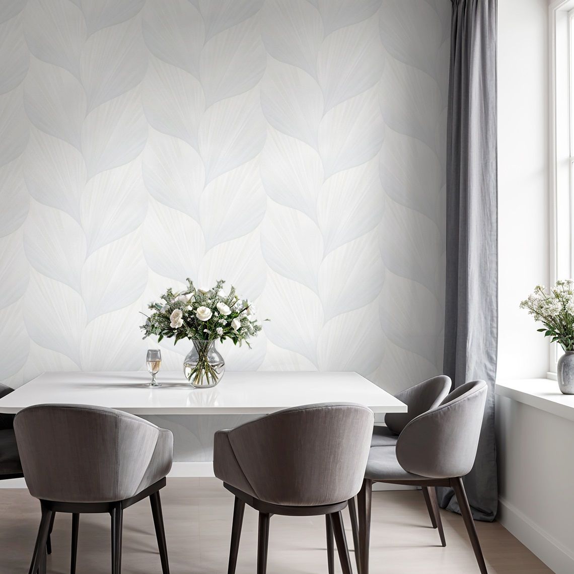 Обои Industry Montana 8945-20 белые листья 1,06х10,05 м
