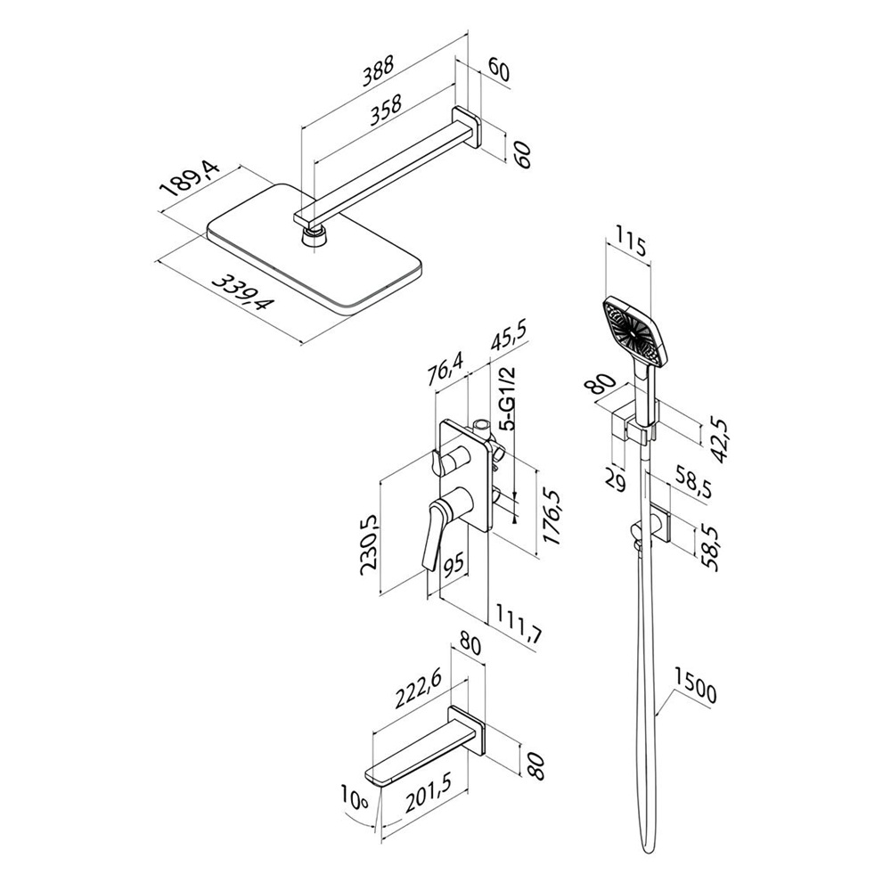 Душевая система встраиваемая Iddis Parker PARSB03i68 с тропическим душем