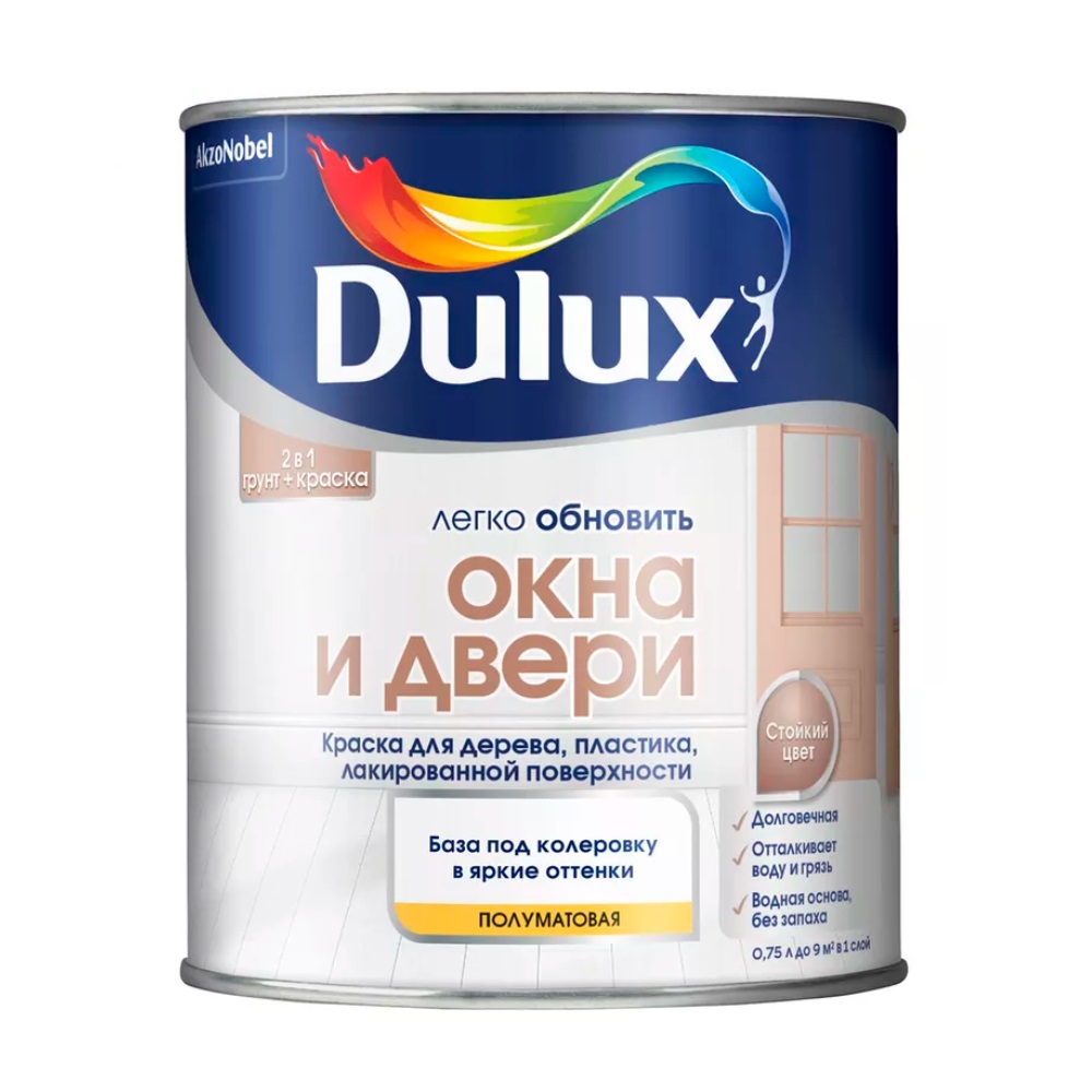 Краска для окон и дверей Dulux база BC п/мат 0,75 л