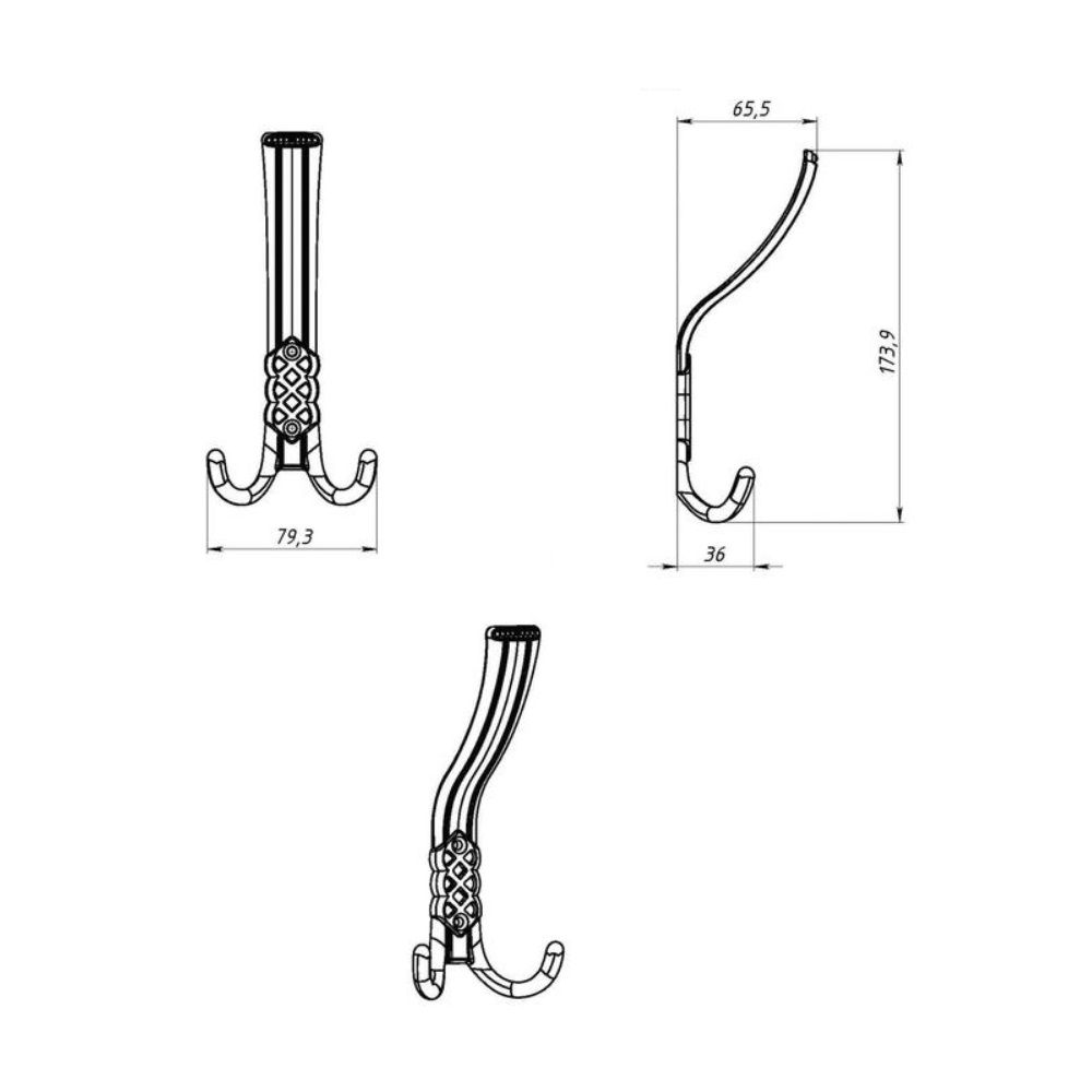 Крючок мебельный тройной №31 хром