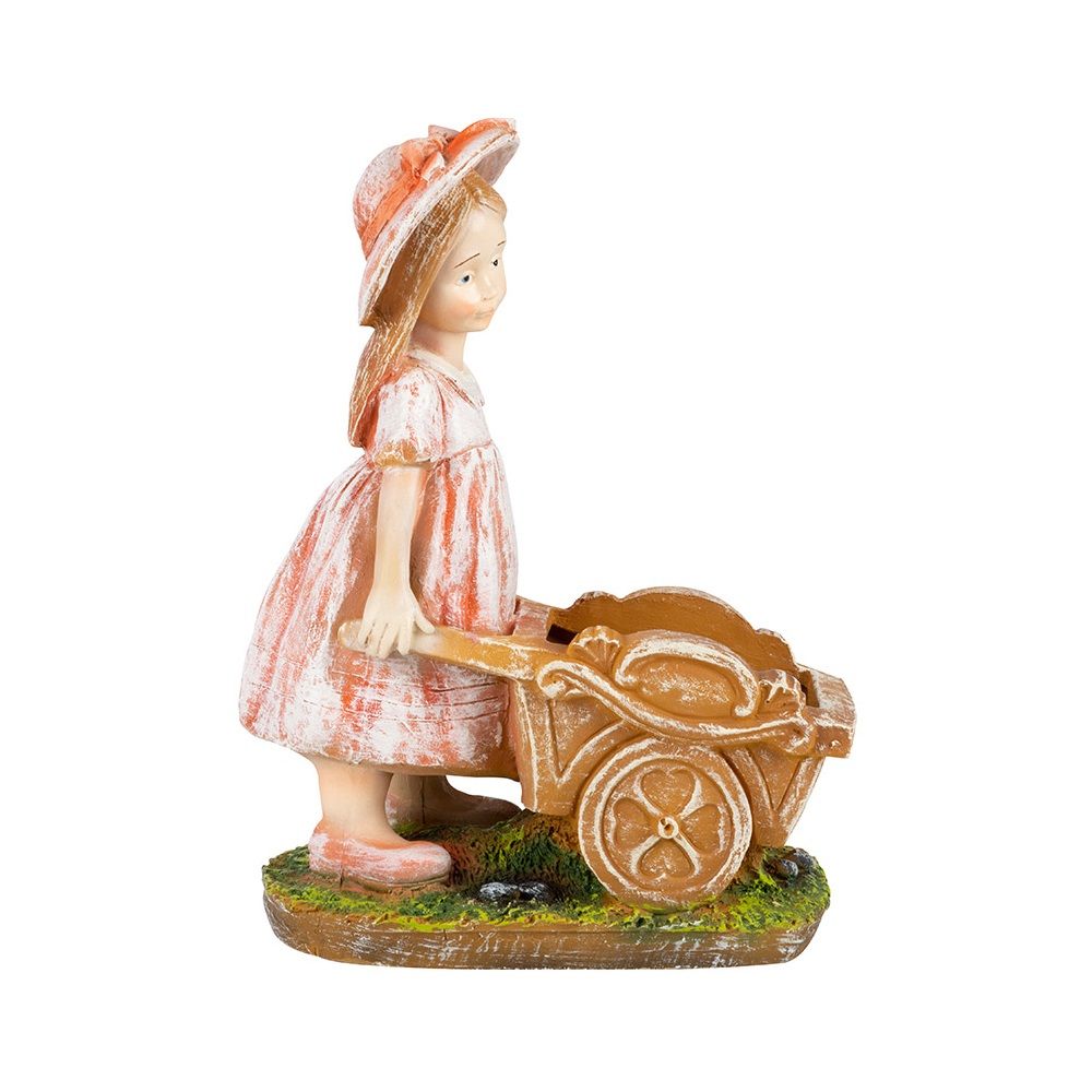 Фигура садовая Девочка с тележкой h37 см 169463