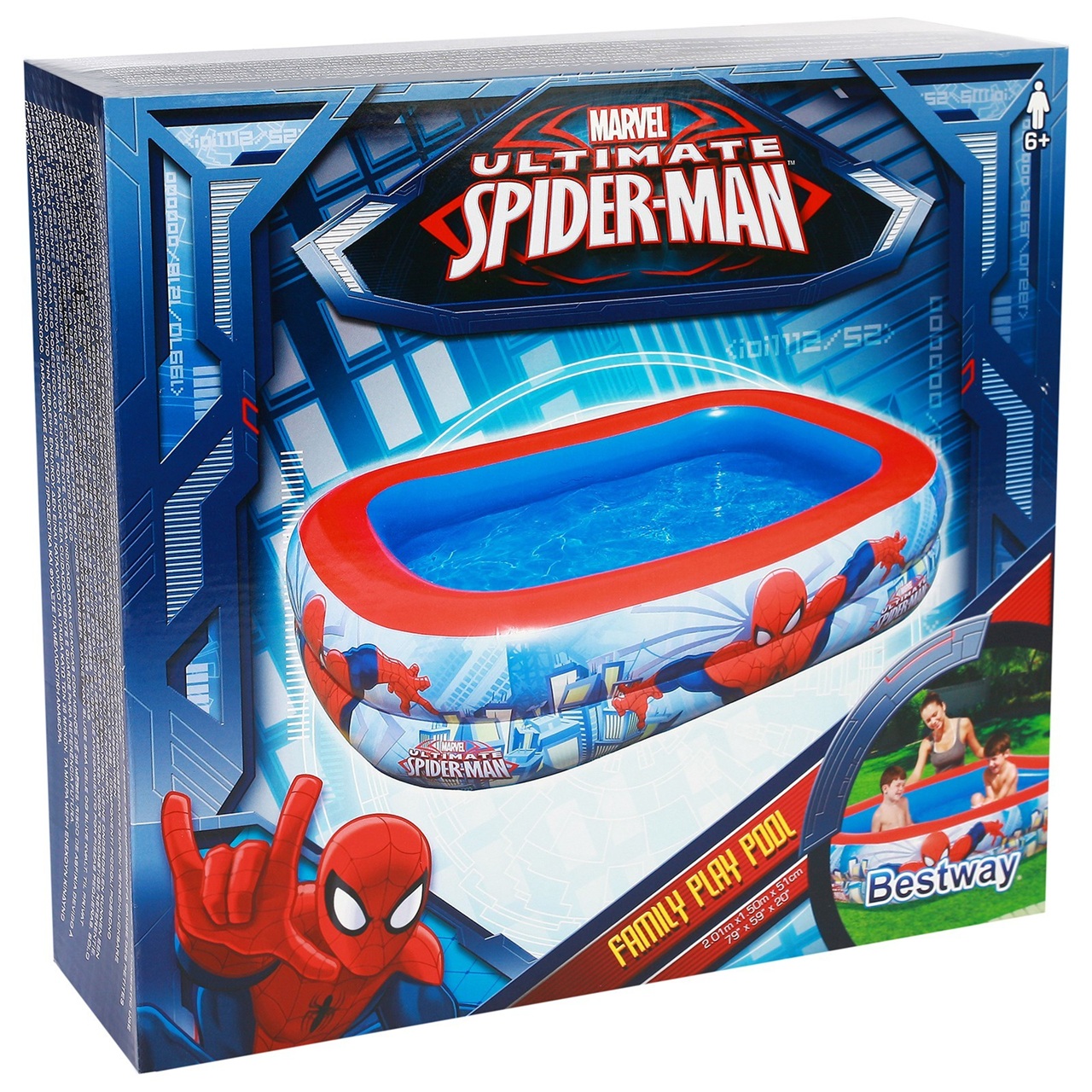 Бассейн детский надувной 201х150х51 см 450 л Bestway Play Spider-Man 98011