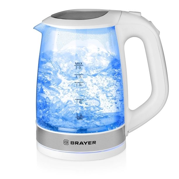 Чайник электрический BRAYER 2220Вт 2л стекл белый 1040BR-WH